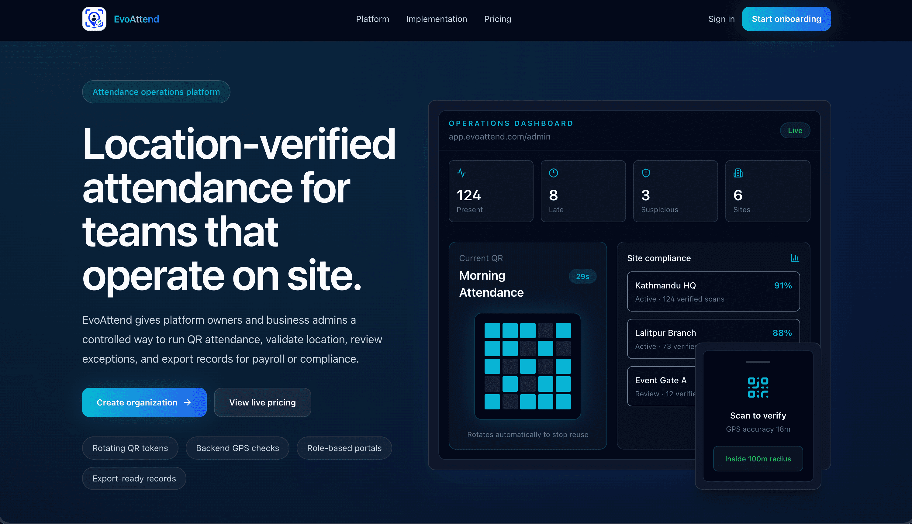 EvoAttend app screenshot